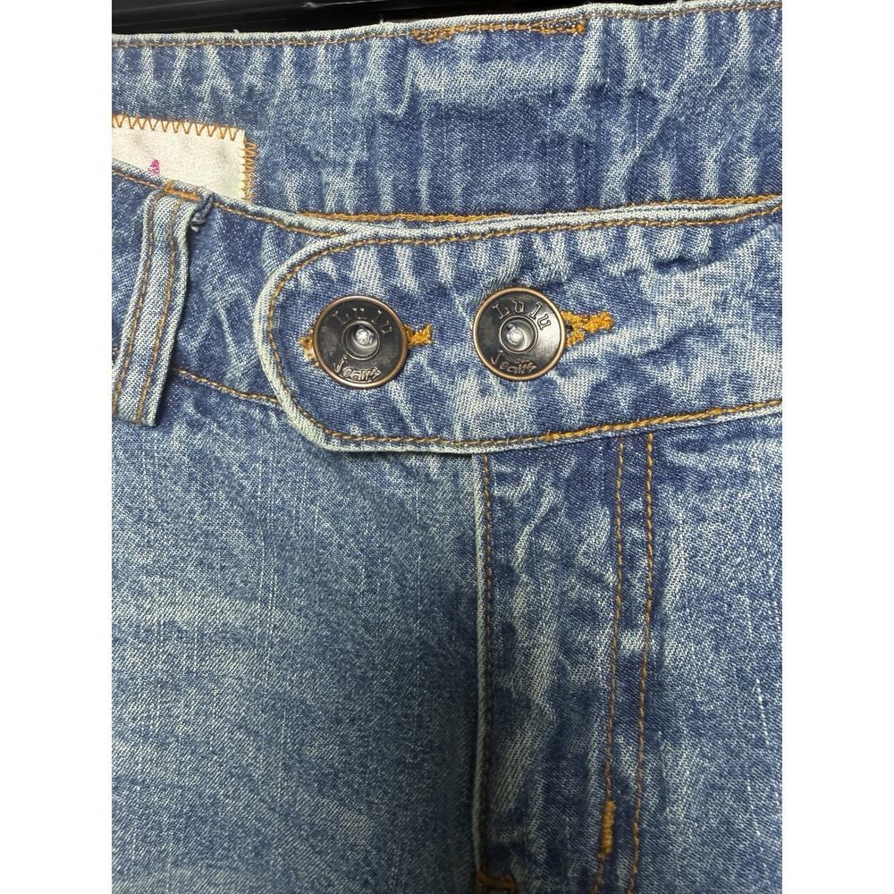 Lulu Jeans Womens Long Denim Shorts Culottes Bermuda Size 29 Distressed Y2K - Picture 2 of 10